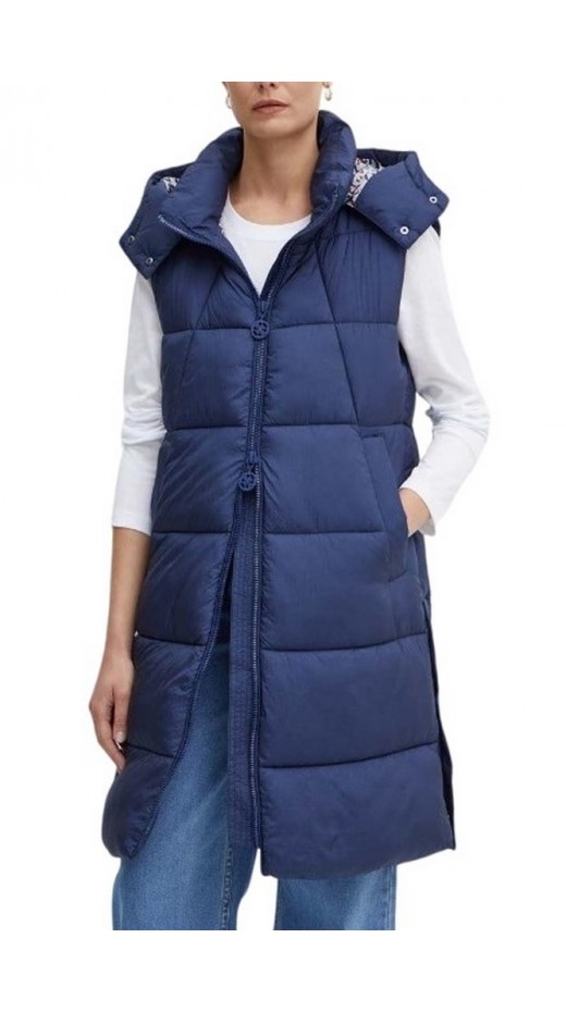 GUESS ELEONORA LONG PUFFER VEST ΓΙΛΕΚΟ ΜΠΟΥΦΑΝ ΓΥΝΑΙΚΕΙΟ NAVY