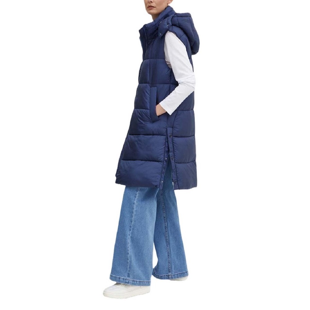 GUESS ELEONORA LONG PUFFER VEST ΓΙΛΕΚΟ ΜΠΟΥΦΑΝ ΓΥΝΑΙΚΕΙΟ NAVY