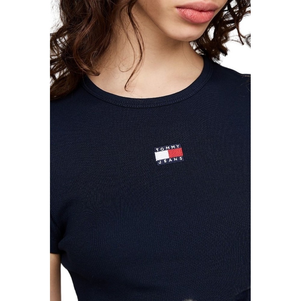 TOMMY HILFIGER TJW SLIM BADGE RIB TEE T-SHIRT ΜΠΛΟΥΖΑ ΓΥΝΑΙΚΕΙΑ NAVY