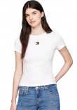 TOMMY JEANS SLIM BADGE RIB TEE T-SHIRT ΜΠΛΟΥΖΑ ΓΥΝΑΙΚΕΙΑ WHITE