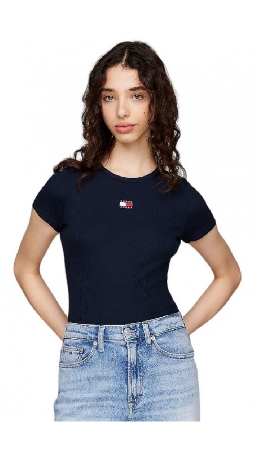 TOMMY JEANS SLIM BADGE RIB TEE T-SHIRT ΜΠΛΟΥΖΑ ΓΥΝΑΙΚΕΙΑ NAVY