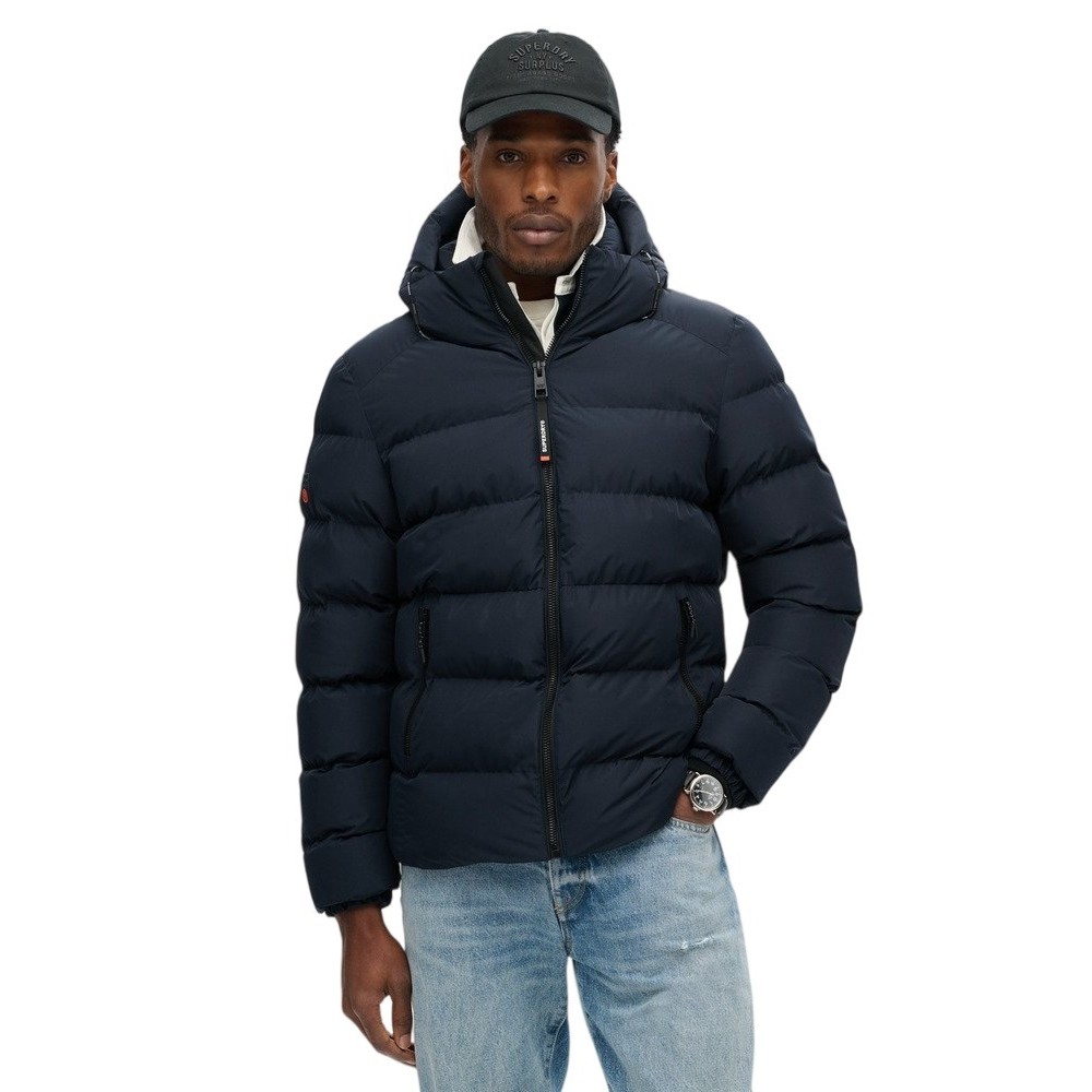 SUPERDRY SDCD HOODED SPORTS PUFFER JACKET ΜΠΟΥΦΑΝ ΑΝΔΡΙΚΟ NAVY