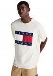 TOMMY JEANS RLX MELANGE BIG FLAG TEE T-SHIRT ΜΠΛΟΥΖΑ ΑΝΔΡΙΚΗ ECRU