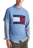 TOMMY JEANS RLX MELANGE BIG FLAG TEE T-SHIRT ΜΠΛΟΥΖΑ ΑΝΔΡΙΚΗ CIEL