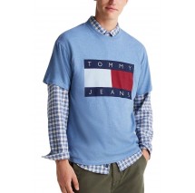 TOMMY JEANS RLX MELANGE BIG FLAG TEE T-SHIRT ΜΠΛΟΥΖΑ ΑΝΔΡΙΚΗ CIEL