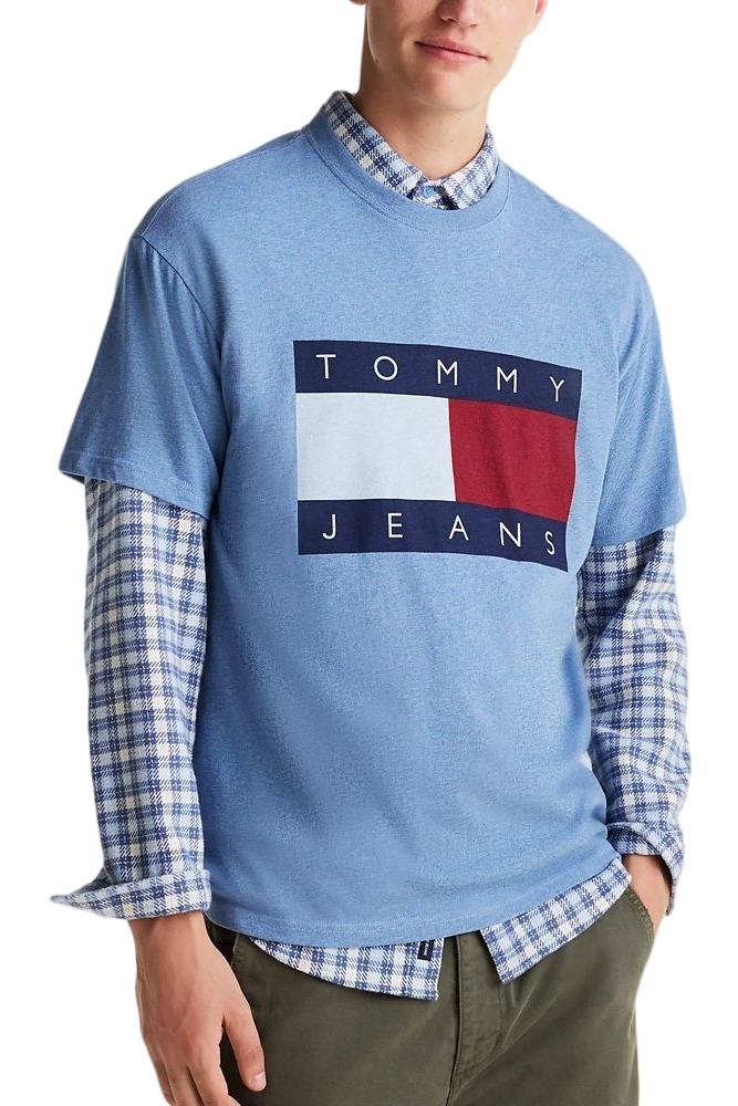 TOMMY JEANS RLX MELANGE BIG FLAG TEE T-SHIRT ΜΠΛΟΥΖΑ ΑΝΔΡΙΚΗ CIEL