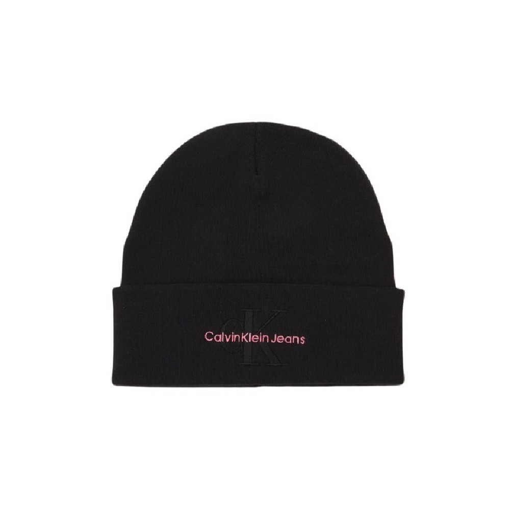 CALVIN KLEIN JEANS MONO LOGO EMBRO BEANIE ΣΚΟΥΦΟΣ ΓΥΝΑΙΚΕΙΟΣ BLACK