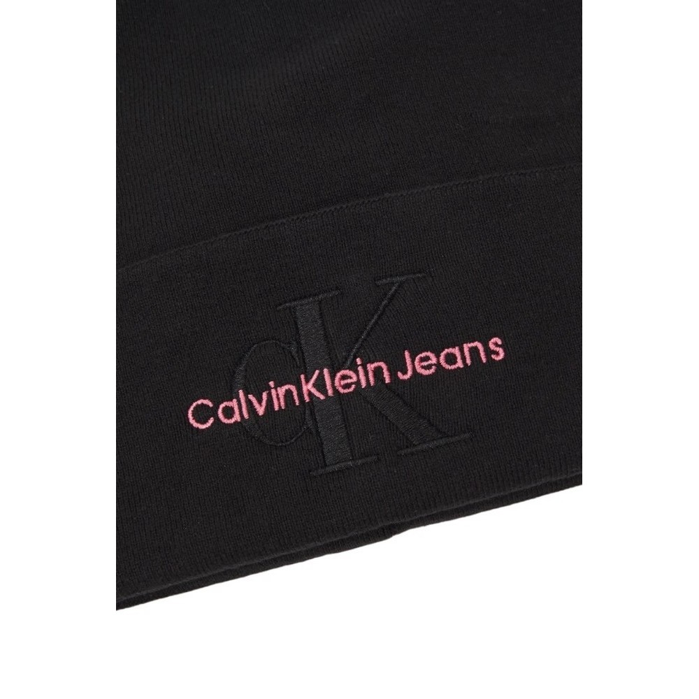 CALVIN KLEIN JEANS MONO LOGO EMBRO BEANIE ΣΚΟΥΦΟΣ ΓΥΝΑΙΚΕΙΟΣ BLACK