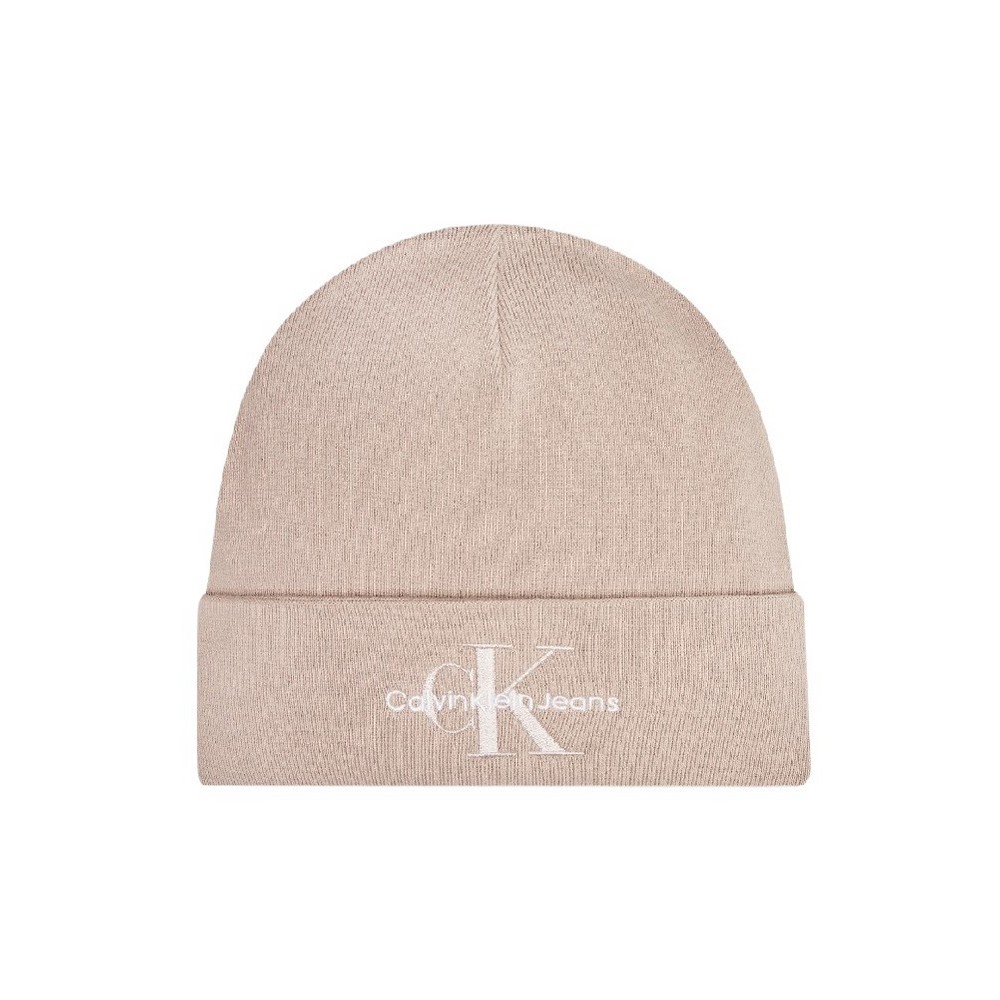 CALVIN KLEIN JEANS MONO LOGO EMBRO BEANIE ΣΚΟΥΦΟΣ ΓΥΝΑΙΚΕΙΟΣ BEIGE