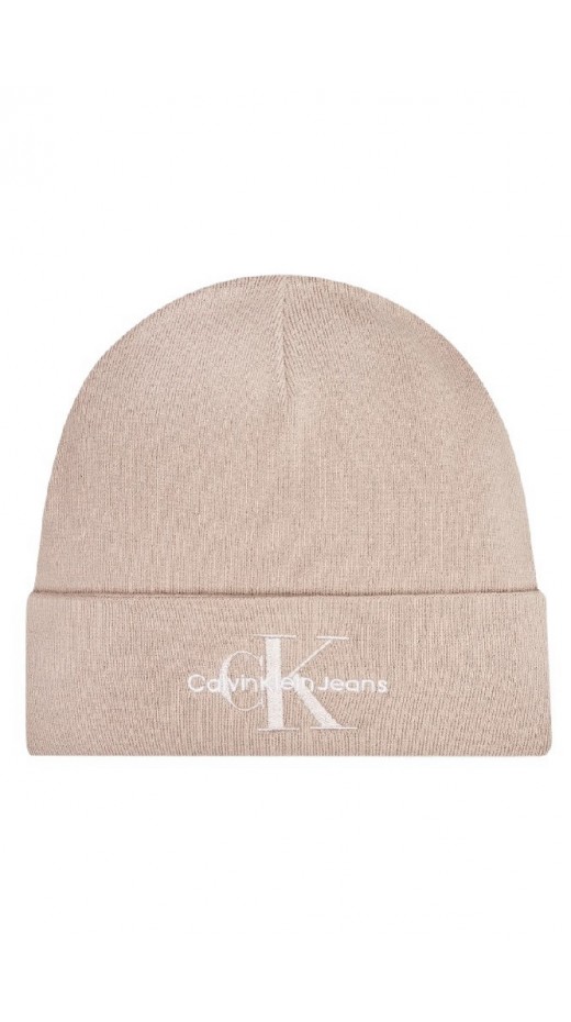 CALVIN KLEIN JEANS MONO LOGO EMBRO BEANIE ΣΚΟΥΦΟΣ ΓΥΝΑΙΚΕΙΟΣ BEIGE