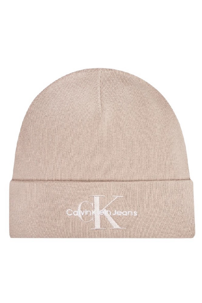 CALVIN KLEIN JEANS MONO LOGO EMBRO BEANIE ΣΚΟΥΦΟΣ ΓΥΝΑΙΚΕΙΟΣ BEIGE