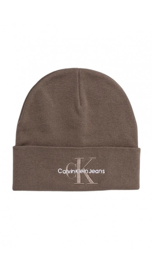 CALVIN KLEIN JEANS MONO LOGO EMBRO BEANIE ΣΚΟΥΦΟΣ ΑΝΔΡΙΚΟΣ BROWN