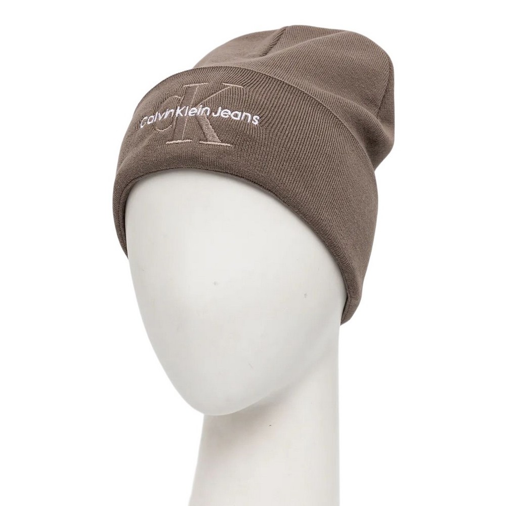 CALVIN KLEIN JEANS MONO LOGO EMBRO BEANIE ΣΚΟΥΦΟΣ ΑΝΔΡΙΚΟΣ BROWN