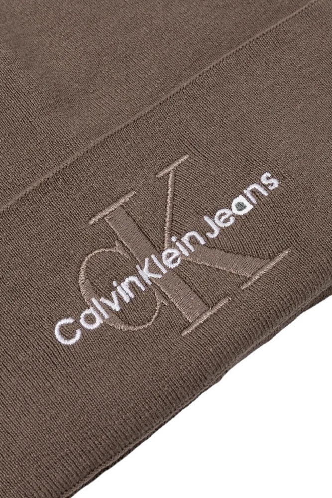 CALVIN KLEIN JEANS MONO LOGO EMBRO BEANIE ΣΚΟΥΦΟΣ ΑΝΔΡΙΚΟΣ BROWN