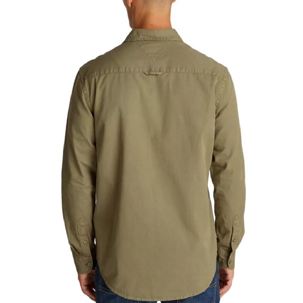 TOMMY JEANS REG WASHED TWILL SHIRT ΠΟΥΚΑΜΙΣΟ ΑΝΔΡΙΚΟ KHAKI