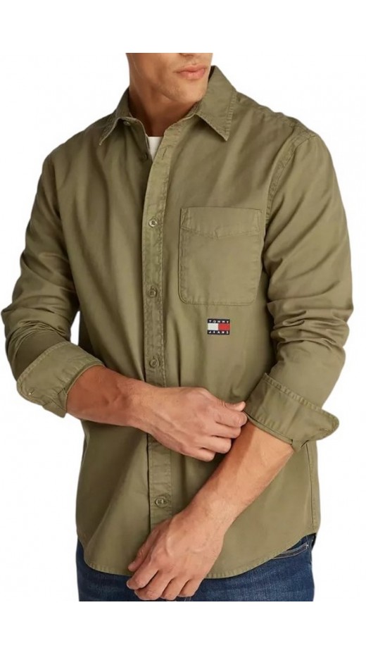 TOMMY JEANS REG WASHED TWILL SHIRT ΠΟΥΚΑΜΙΣΟ ΑΝΔΡΙΚΟ KHAKI