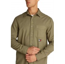 TOMMY JEANS REG WASHED TWILL SHIRT ΠΟΥΚΑΜΙΣΟ ΑΝΔΡΙΚΟ KHAKI