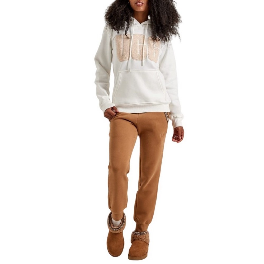 UGG REY UGGFLUFF LOGO HOODIE ΜΠΛΟΥΖΑ ΦΟΥΤΕΡ ΓΥΝΑΙΚΕΙΑ WHITE