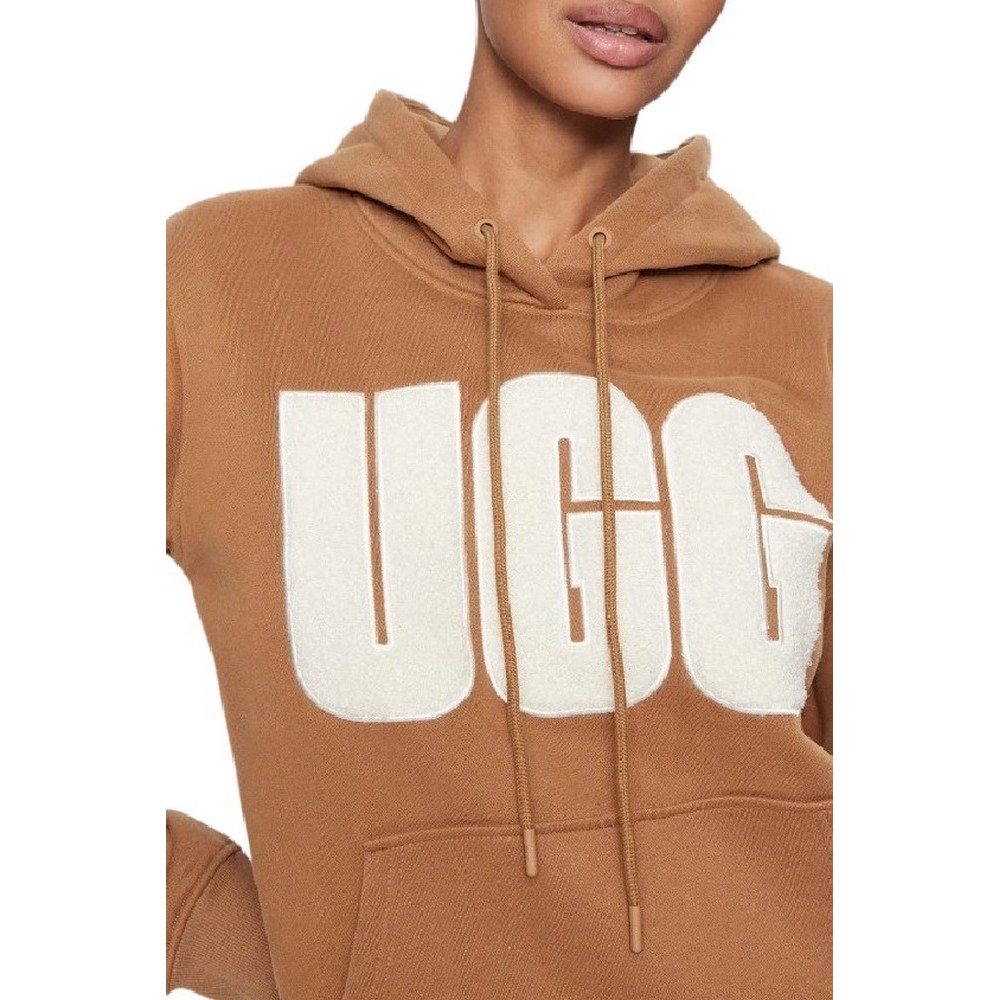 UGG REY UGGFLUFF LOGO HOODIE ΜΠΛΟΥΖΑ ΦΟΥΤΕΡ ΓΥΝΑΙΚΕΙΑ CAMEL