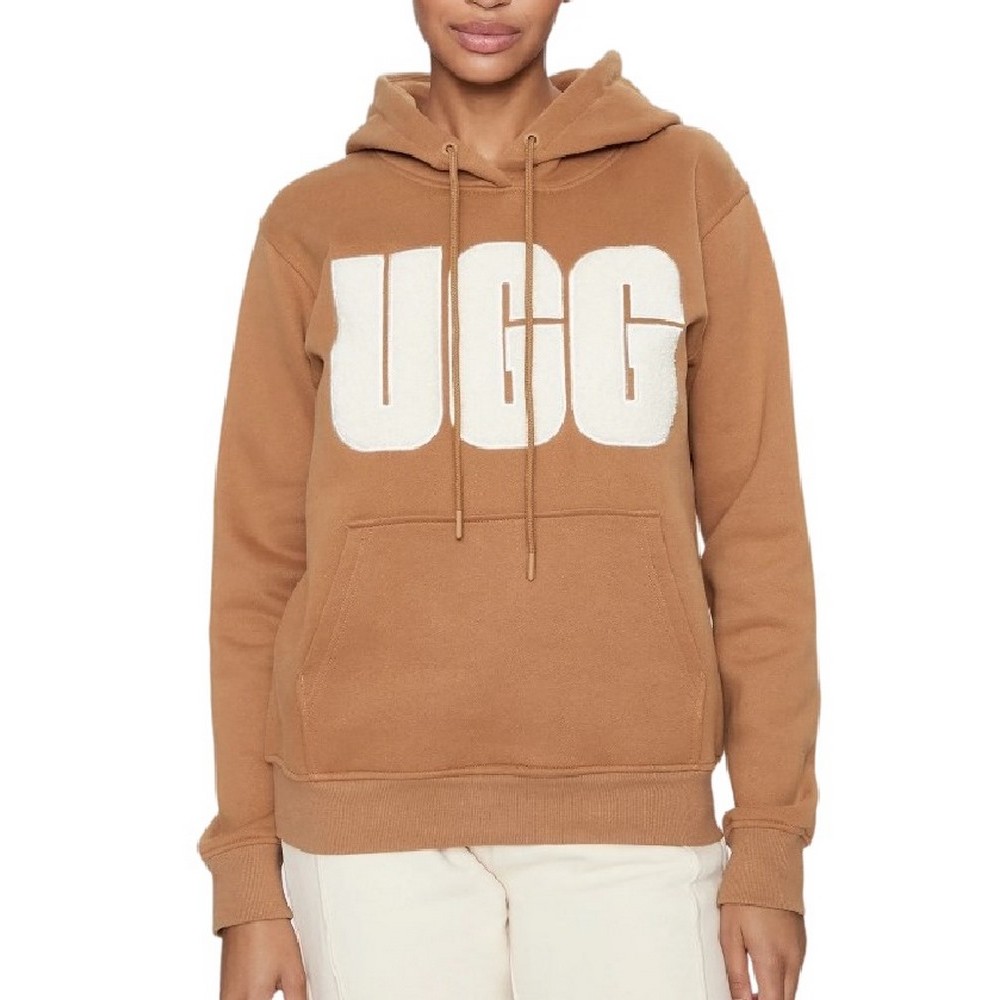 UGG REY UGGFLUFF LOGO HOODIE ΜΠΛΟΥΖΑ ΦΟΥΤΕΡ ΓΥΝΑΙΚΕΙΑ CAMEL