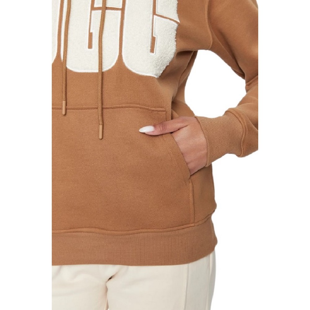 UGG REY UGGFLUFF LOGO HOODIE ΜΠΛΟΥΖΑ ΦΟΥΤΕΡ ΓΥΝΑΙΚΕΙΑ CAMEL