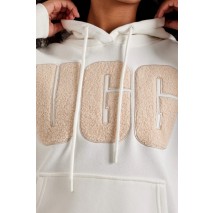 UGG REY UGGFLUFF LOGO HOODIE ΜΠΛΟΥΖΑ ΦΟΥΤΕΡ ΓΥΝΑΙΚΕΙΑ WHITE