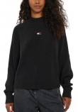 TOMMY JEANS BADGE MOCKNECK SWEATER ΜΠΛΟΥΖΑ ΠΛΕΚΤΗ ΓΥΝΑΙΚΕΙΑ BLACK