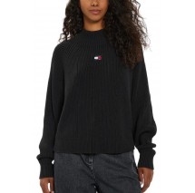 TOMMY JEANS BADGE MOCKNECK SWEATER ΜΠΛΟΥΖΑ ΠΛΕΚΤΗ ΓΥΝΑΙΚΕΙΑ BLACK