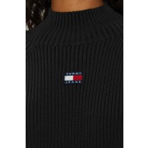 TOMMY JEANS BADGE MOCKNECK SWEATER ΜΠΛΟΥΖΑ ΠΛΕΚΤΗ ΓΥΝΑΙΚΕΙΑ BLACK