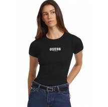 GUESS JEANS CN SLIM RIB EMB TEE T-SHIRT ΜΠΛΟΥΖΑ ΓΥΝΑΙΚΕΙΑ BLACK