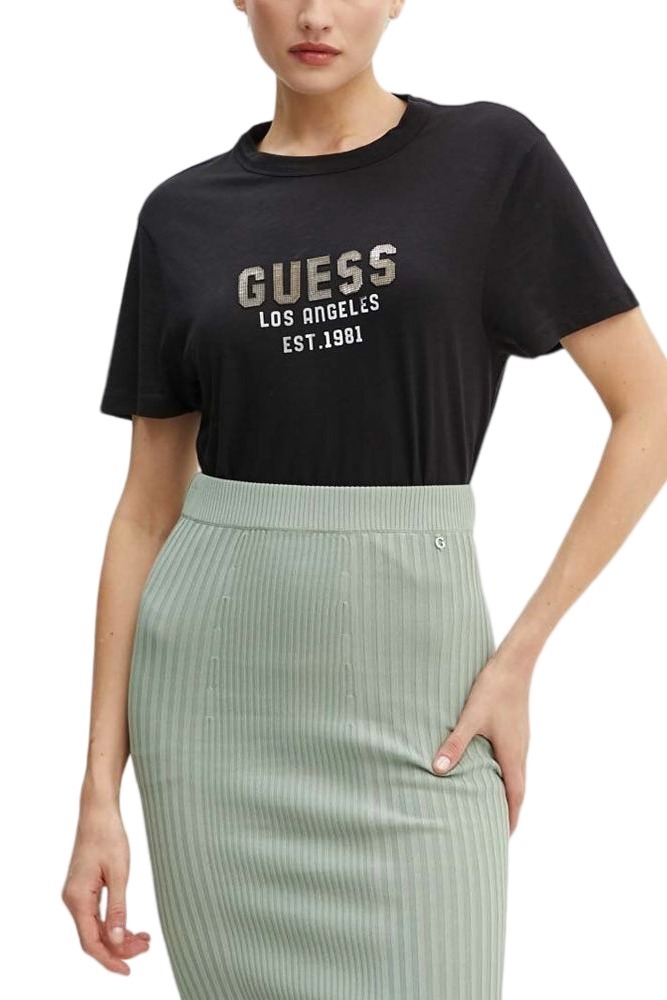 GUESS CN PYRAMIDE STUDS TEE T-SHIRT ΜΠΛΟΥΖΑ ΓΥΝΑΙΚΕΙΑ BLACK