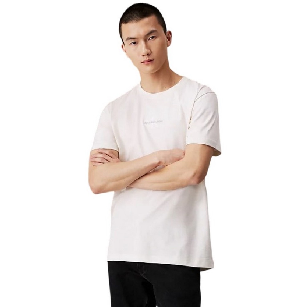 CALVIN KLEIN JEANS MONOLOGO T-SHIRT ΜΠΛΟΥΖΑ ΑΝΔΡΙΚΗ IVORY