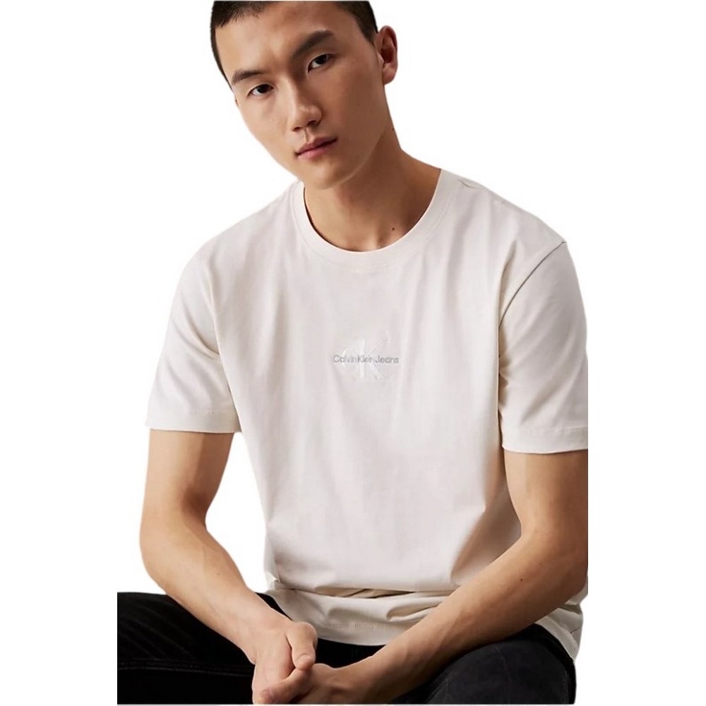 CALVIN KLEIN JEANS MONOLOGO T-SHIRT ΜΠΛΟΥΖΑ ΑΝΔΡΙΚΗ IVORY