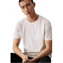 CALVIN KLEIN JEANS MONOLOGO T-SHIRT ΜΠΛΟΥΖΑ ΑΝΔΡΙΚΗ IVORY