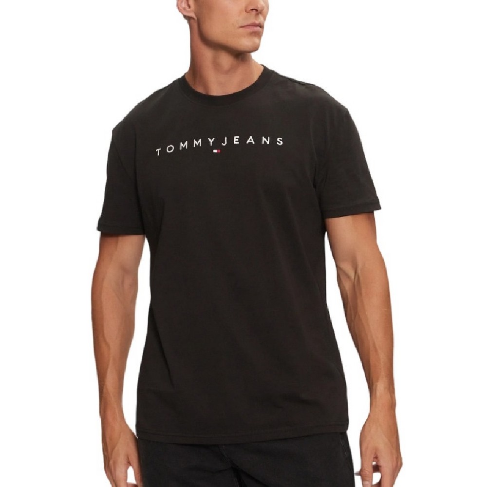 TOMMY JEANS REG LINEAR LOGO TEE EXT T-SHIRT ΜΠΛΟΥΖΑ ΑΝΔΡΙΚΗ BLACK