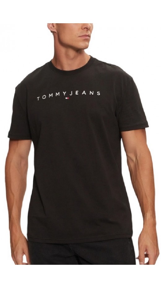 TOMMY JEANS REG LINEAR LOGO TEE EXT T-SHIRT ΜΠΛΟΥΖΑ ΑΝΔΡΙΚΗ BLACK