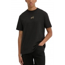 TOMMY JEANS REG GOLD SIGNATURE TEE T-SHIRT ΜΠΛΟΥΖΑ ΑΝΔΡΙΚΗ BLACK