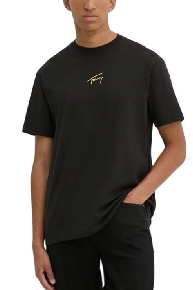 TOMMY JEANS REG GOLD SIGNATURE TEE T-SHIRT ΜΠΛΟΥΖΑ ΑΝΔΡΙΚΗ BLACK