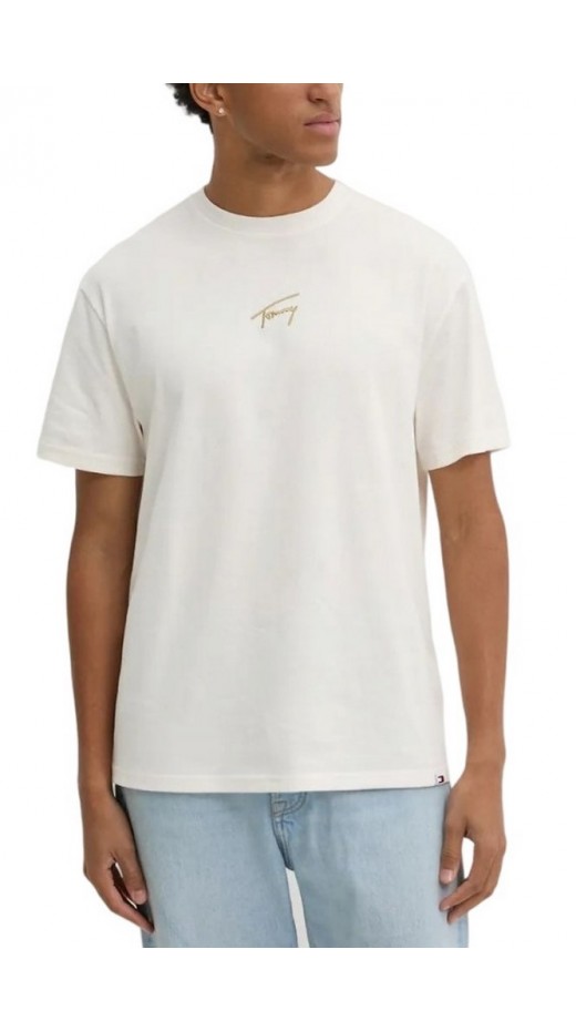 TOMMY JEANS REG GOLD SIGNATURE TEE T-SHIRT ΜΠΛΟΥΖΑ ΑΝΔΡΙΚΗ OFF WHITE