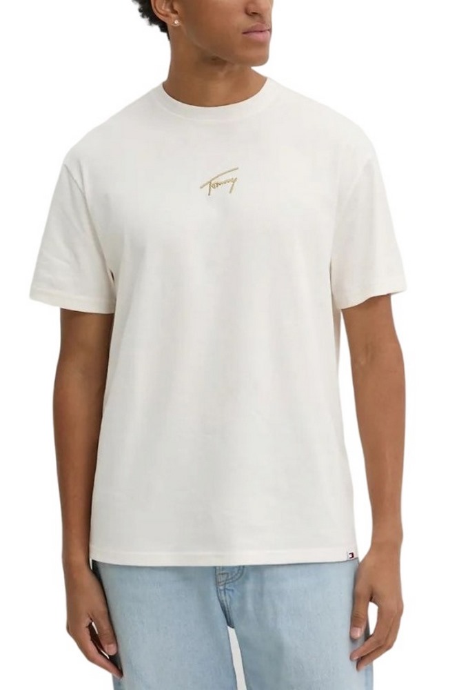 TOMMY JEANS REG GOLD SIGNATURE TEE T-SHIRT ΜΠΛΟΥΖΑ ΑΝΔΡΙΚΗ OFF WHITE