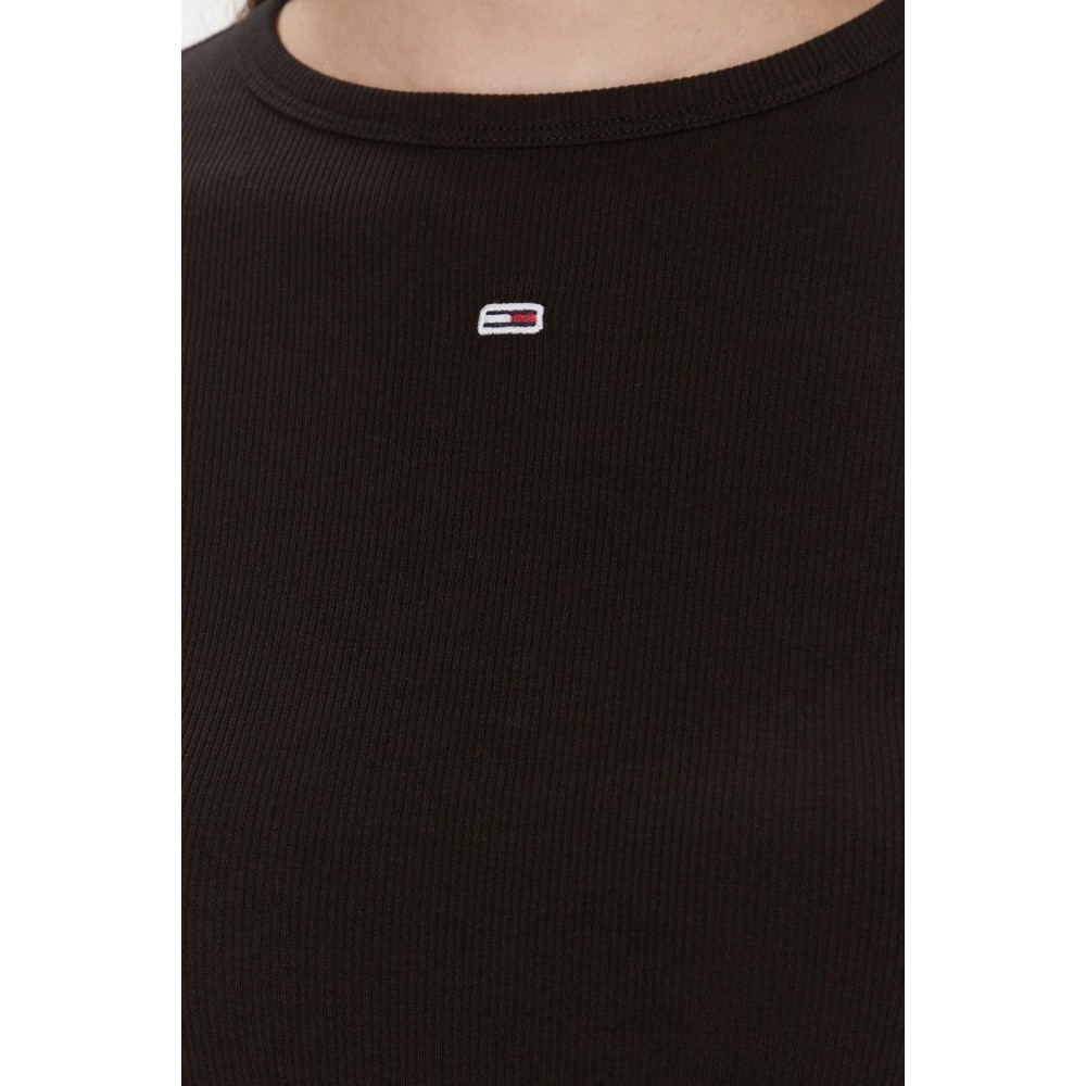 TOMMY HILFIGER SLIM ESSENTIAL RIB LS ΜΠΛΟΥΖΑ ΓΥΝΑΙΚΕΙΑ BLACK