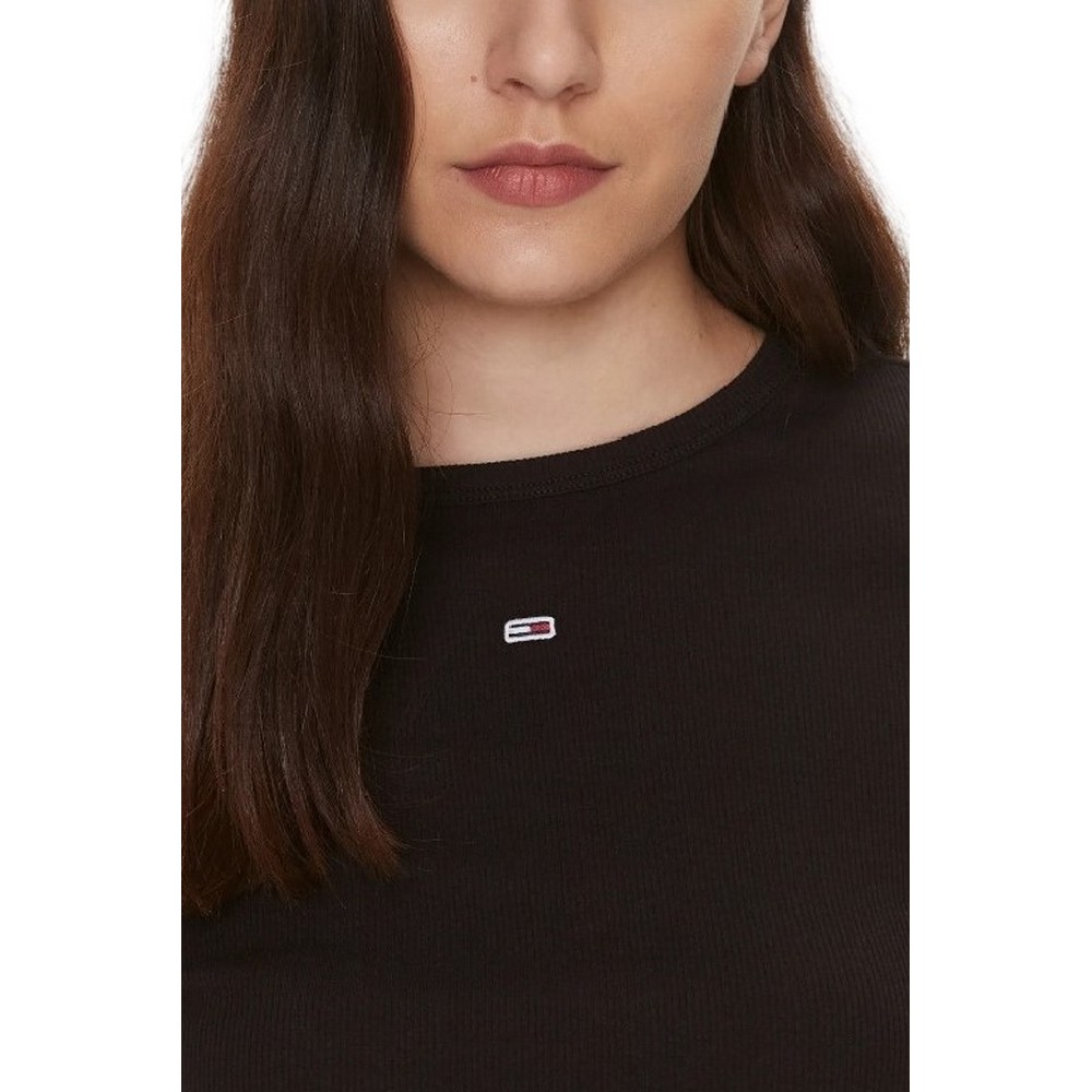 TOMMY HILFIGER SLIM ESSENTIAL RIB LS ΜΠΛΟΥΖΑ ΓΥΝΑΙΚΕΙΑ BLACK