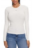 TOMMY HILFIGER SLIM ESSENTIAL RIB LS ΜΠΛΟΥΖΑ ΓΥΝΑΙΚΕΙΑ WHITE