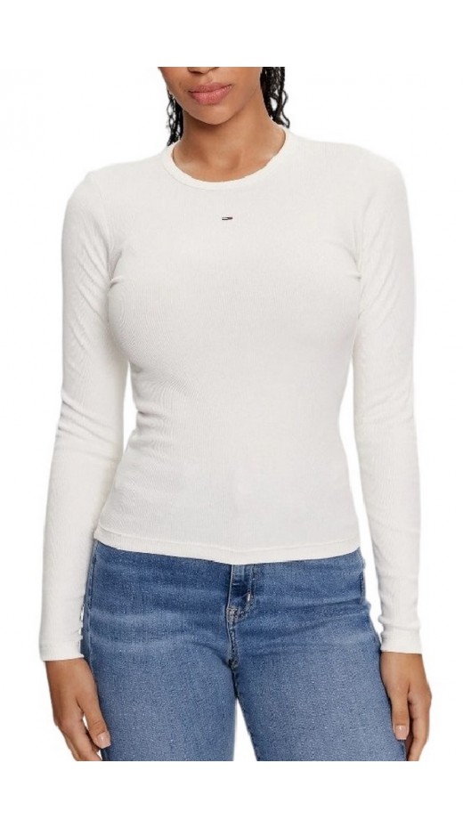 TOMMY HILFIGER SLIM ESSENTIAL RIB LS ΜΠΛΟΥΖΑ ΓΥΝΑΙΚΕΙΑ WHITE