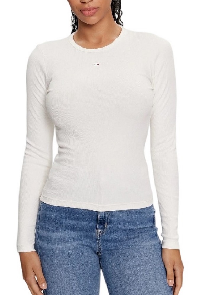 TOMMY HILFIGER SLIM ESSENTIAL RIB LS ΜΠΛΟΥΖΑ ΓΥΝΑΙΚΕΙΑ WHITE