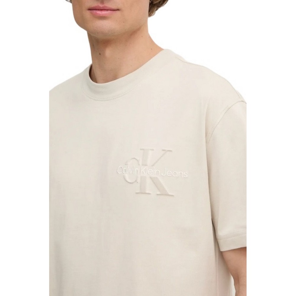 CALVIN KLEIN JEANS BRISTLE MONOLOGO TEE T-SHIRT ΜΠΛΟΥΖΑ ΑΝΔΡΙΚΗ BEIGE