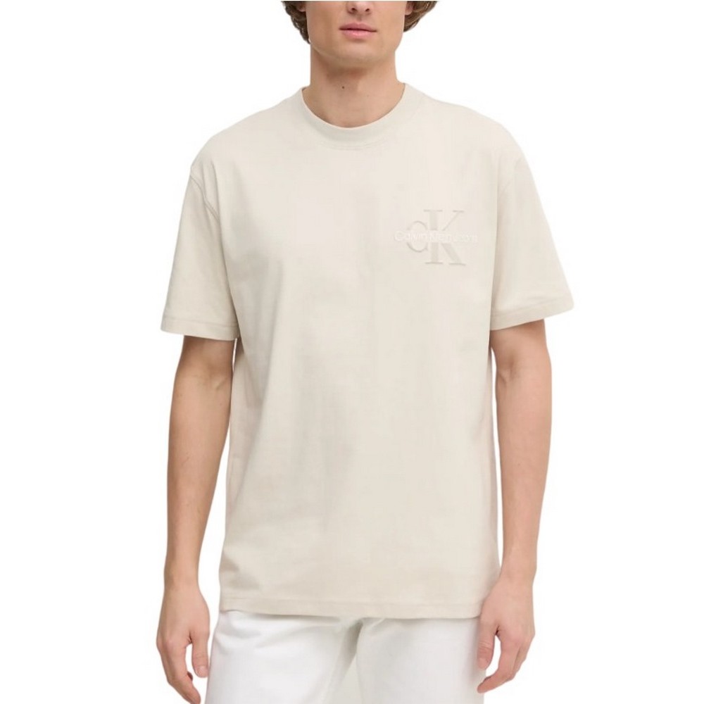 CALVIN KLEIN JEANS BRISTLE MONOLOGO TEE T-SHIRT ΜΠΛΟΥΖΑ ΑΝΔΡΙΚΗ BEIGE