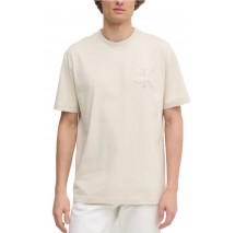 CALVIN KLEIN JEANS BRISTLE MONOLOGO TEE T-SHIRT ΜΠΛΟΥΖΑ ΑΝΔΡΙΚΗ BEIGE