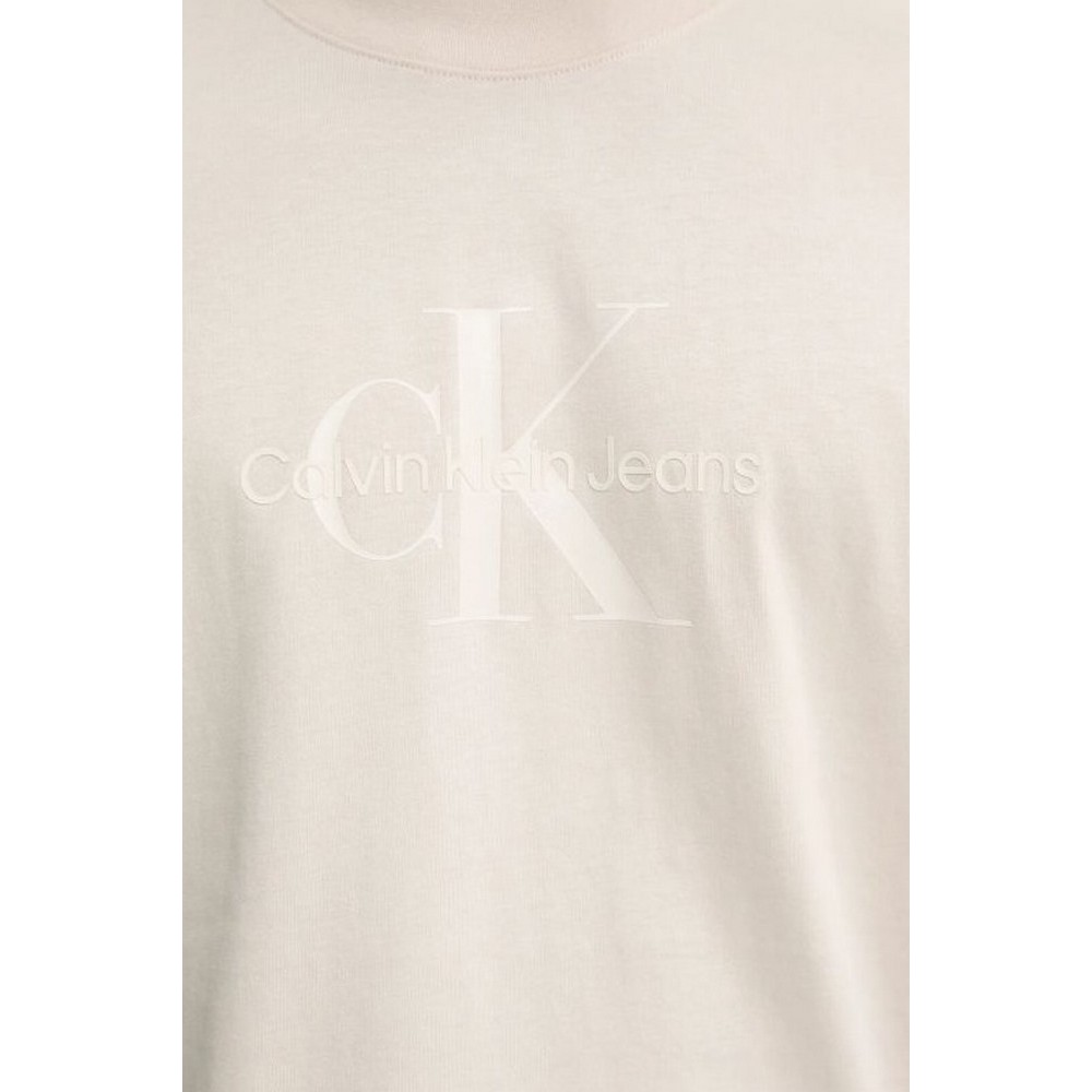 CALVIN KLEIN JEANS SHINY MONOLOGO TEE T-SHIRT ΜΠΛΟΥΖΑ ΑΝΔΡΙΚΗ BEIGE