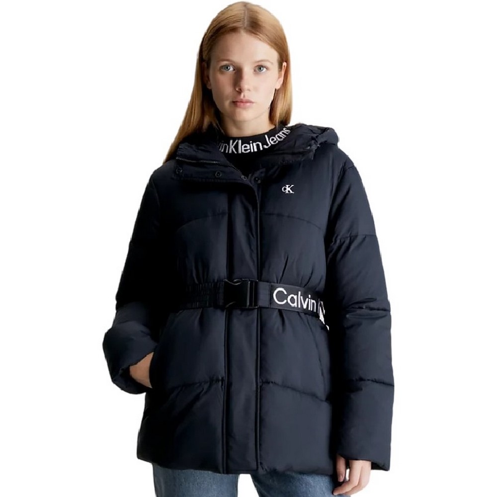 CALVIN KLEIN LOGO BELT SHORT PUFFER ΜΠΟΥΦΑΝ ΓΥΝΑΙΚΕΙΟ BLACK